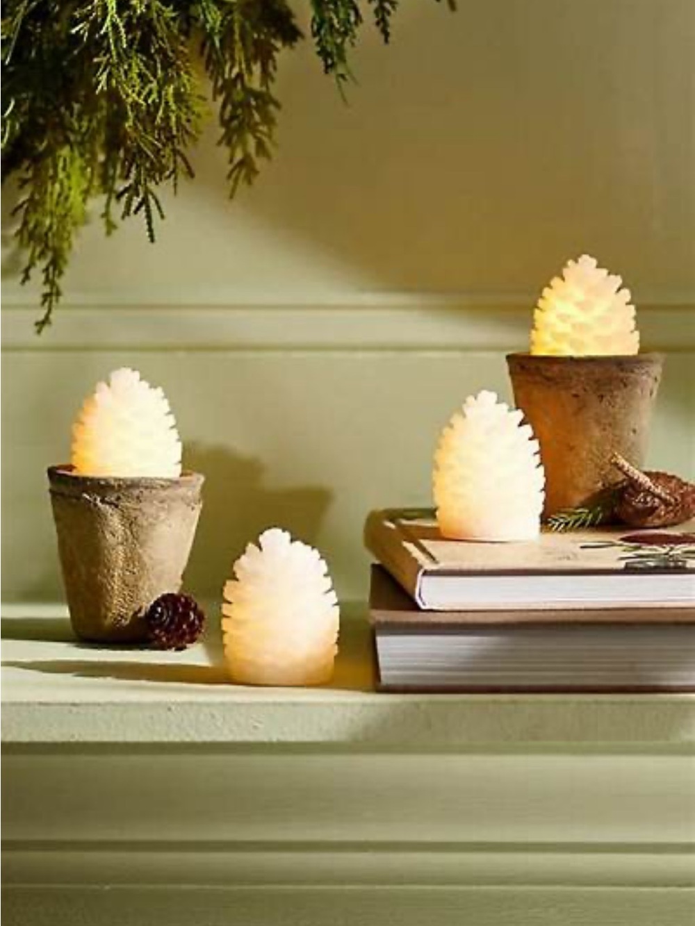 Anthropologie LED Pine Cones - Set of 2 - Like New